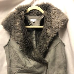 Faux fur and faux suede vest
